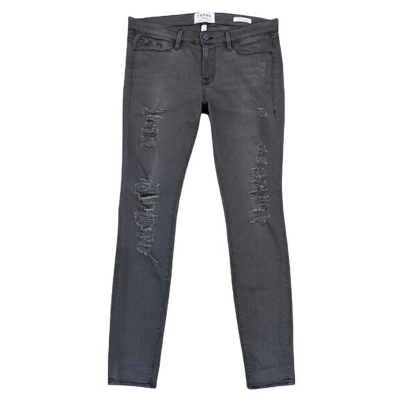 FRAME DENIM Women's Grey Distressed Skinny Jeans Size 29 Style LSSR769 - Picture 1 of 12